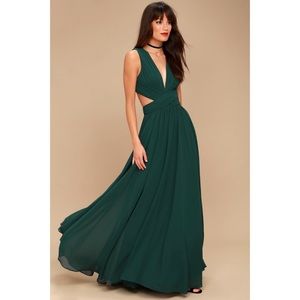 Lulus Vivid Imagination Forest Green Cutout Maxi Dress - Medium